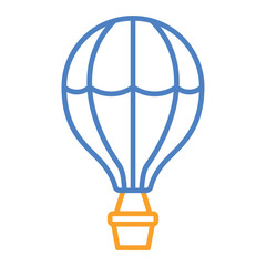Hot Air Balloon Blue And Orange Line Icon