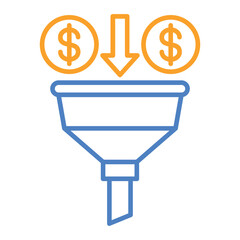 Sales Funnel Blue And Orange Line Icon