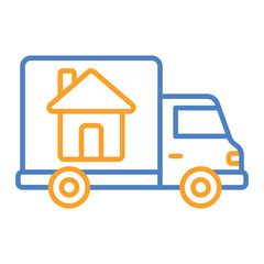 Naklejka premium Mover Truck Blue And Orange Line Icon