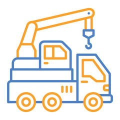 Crane Truck Blue And Orange Line Icon