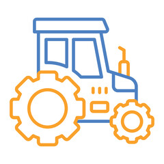 Tractor Blue And Orange Line Icon