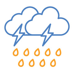 Rain Storm Blue And Orange Line Icon
