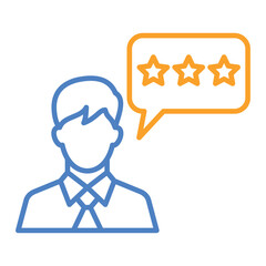 Customer Review Blue And Orange Line Icon