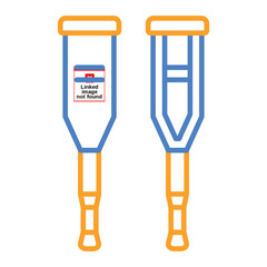 Crutches Blue And Orange Line Icon