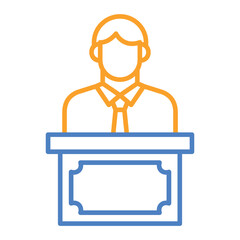 Speech Blue And Orange Line Icon