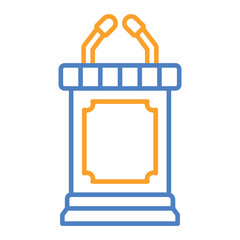 Lectern Blue And Orange Line Icon