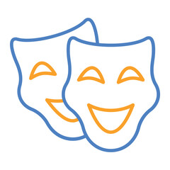 Theater Masks Blue And Orange Line Icon