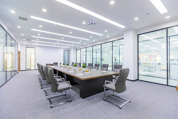 An empty indoor conference room