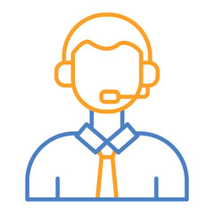 Call Center Agent Blue And Orange Line Icon