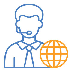 News Reporter Blue And Orange Line Icon