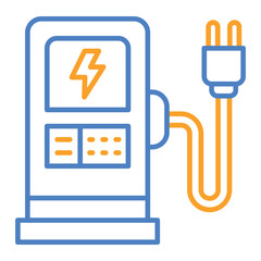 Charging Station Blue And Orange Line Icon