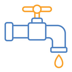 Water Tap Blue And Orange Line Icon