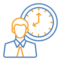 Clock Blue And Orange Line Icon
