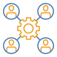 Teamwork Blue And Orange Line Icon