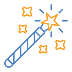 Magic Wand Blue And Orange Line Icon