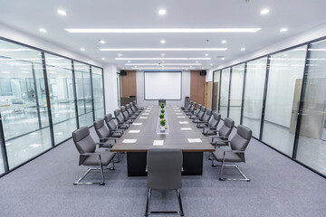 An empty indoor conference room