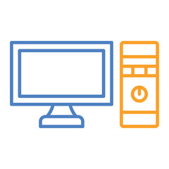 Computer Blue And Orange Line Icon