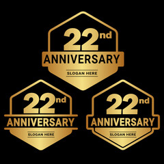 Obraz premium 22 years anniversary celebration logotype. 22nd anniversary logo collection. Set of anniversary design template. Vector and illustration. 
