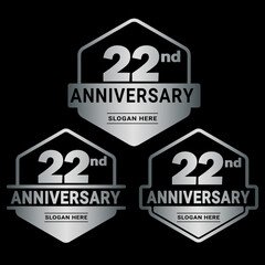 22 years anniversary celebration logotype. 22nd anniversary logo collection. Set of anniversary design template. Vector and illustration. 