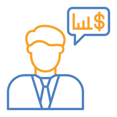 Financial Advisor Blue And Orange Line Icon