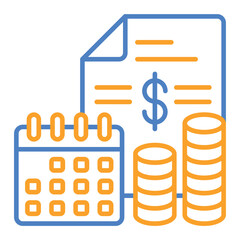 Yearly Report Blue And Orange Line Icon