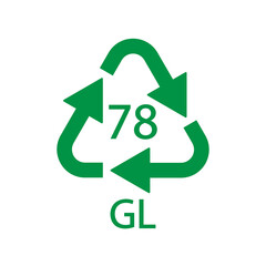 Silver plated glass. Glass recycling code 78 GL. Vector illustration