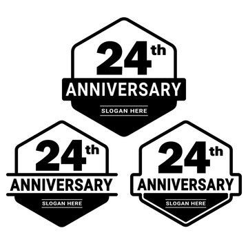 24 years anniversary celebration logotype. 24th anniversary logo collection. Set of anniversary design template. Vector and illustration. 