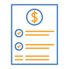 Bill Blue And Orange Line Icon