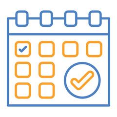 Calendar Blue And Orange Line Icon