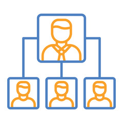Organization Structure Blue And Orange Line Icon