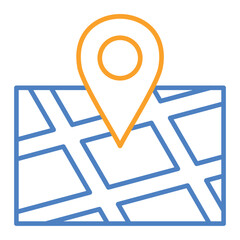 Map Pin Blue And Orange Line Icon