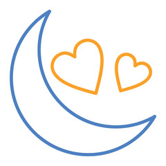 Moon Blue And Orange Line Icon