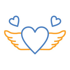 Heart Wing Blue And Orange Line Icon