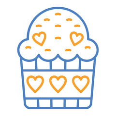 Cupcake Blue And Orange Line Icon