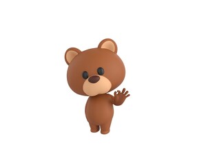 Little Bear character shows okay or OK gesture in 3d rendering.