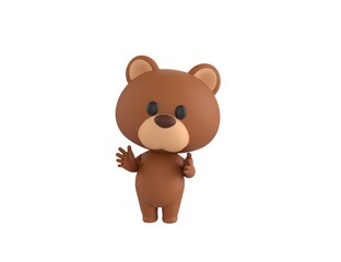 Obraz premium Little Bear character applauding in 3d rendering.