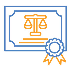 Certificate Blue And Orange Line Icon