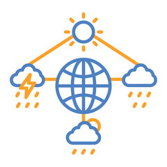 Meteorology Blue And Orange Line Icon