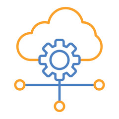 Cloud Settings Blue And Orange Line Icon