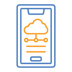 Mobile Cloud Blue And Orange Line Icon