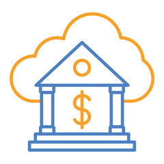 Cloud Banking Blue And Orange Line Icon