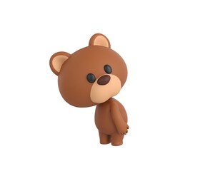 Fototapeta premium Little Bear character looking over shoulder in 3d rendering.