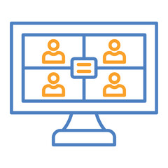 Video Call Blue And Orange Line Icon