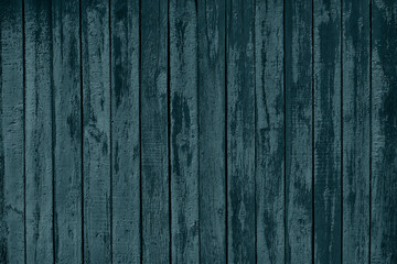 Fototapeta na wymiar Petrol blue painted old rough wood board grunge texture. Wooden plank rustic vintage dark teal background