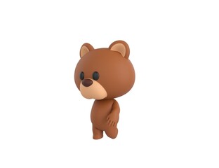 Little Bear character walking in 3d rendering.