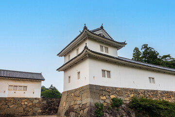 Fototapeta premium 彦根城・石垣の上に立つ白い二重櫓