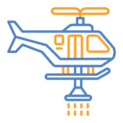 Firefighter Helicopter Blue And Orange Line Icon
