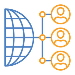 Networking Blue And Orange Line Icon