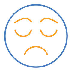 Sad Blue And Orange Line Icon