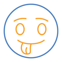 Tongue Out Blue And Orange Line Icon